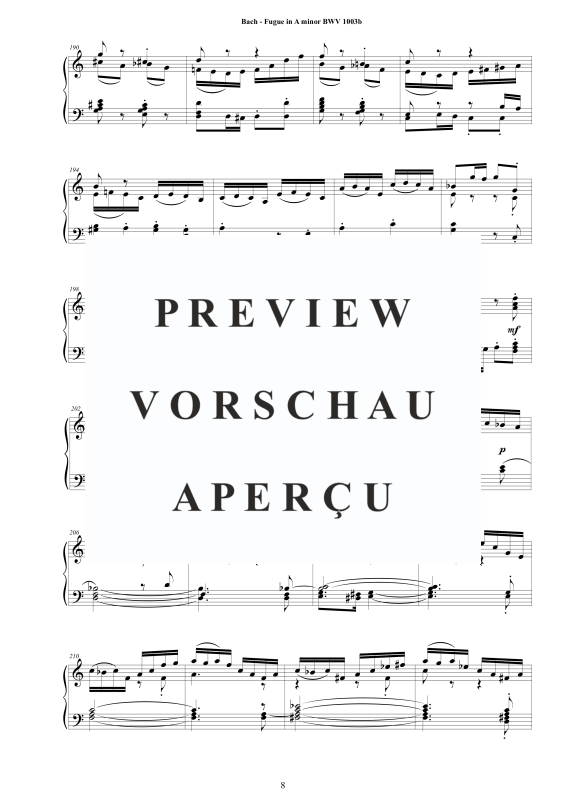 Produktgalerie: Seite 9 von 11 Fuge in A-Moll BWV 1003b - Piano Version, , Klavier Solo
