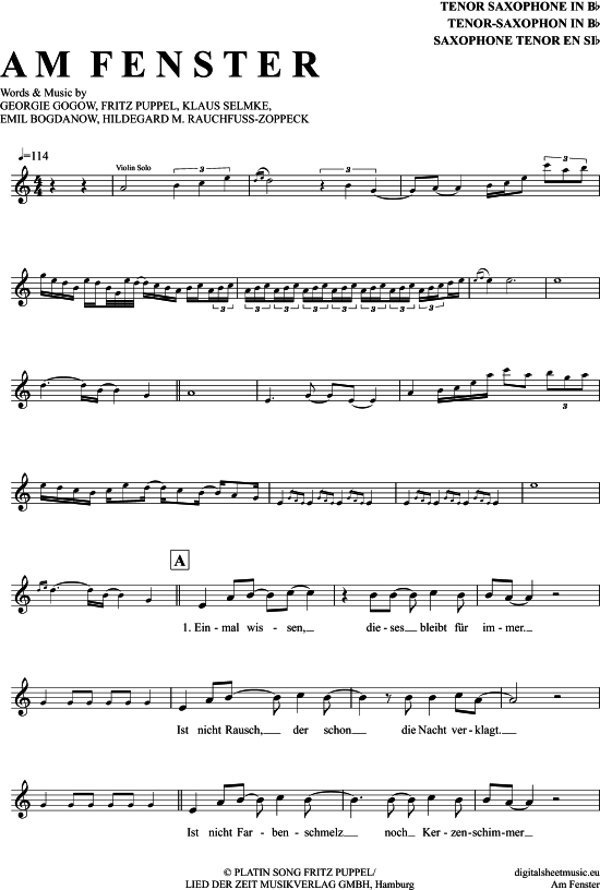 Product gallery: Page 1 of 4 Am Fenster , City, Tenor Saxophone