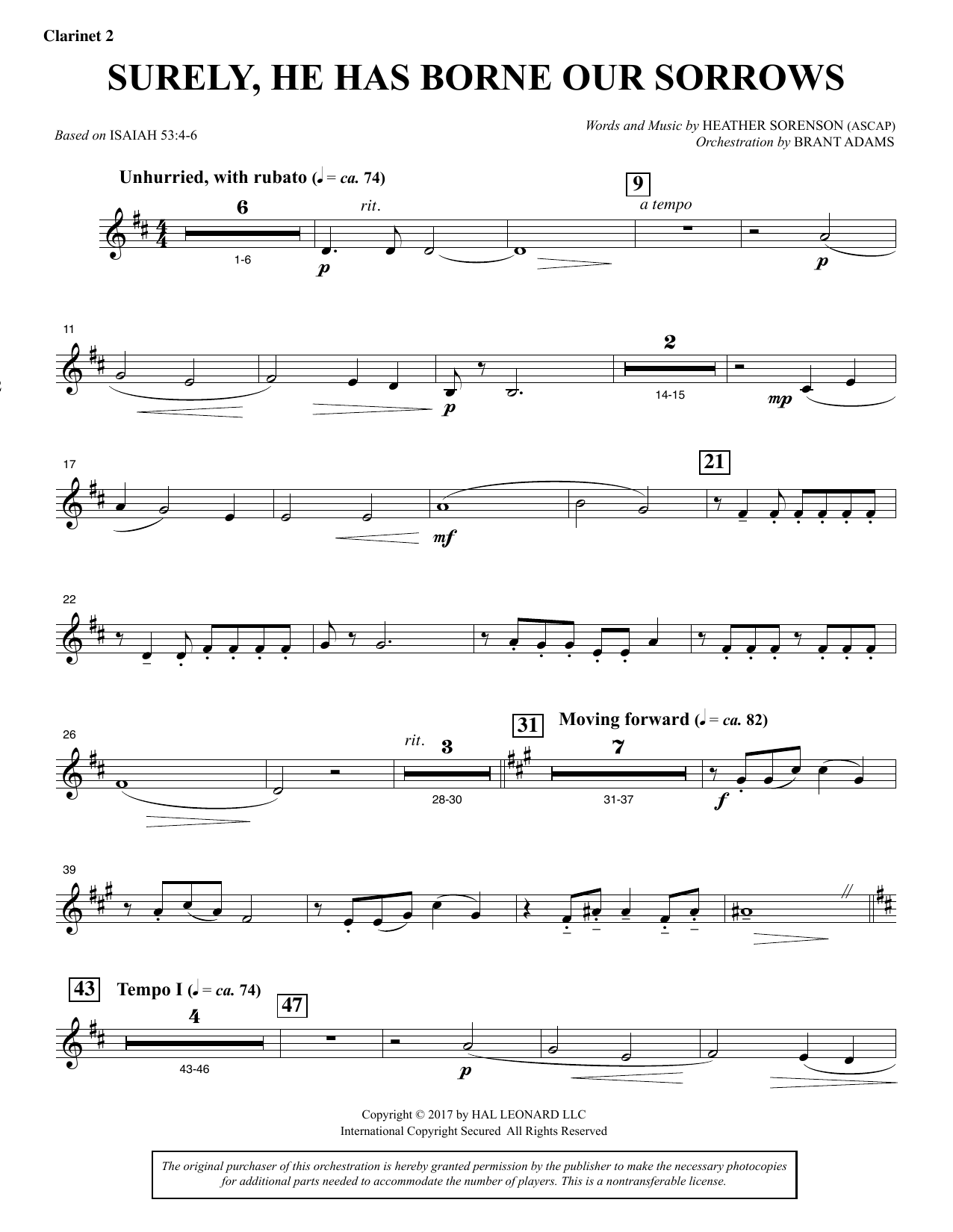 Produktbild zu: Surely, He Has Borne Our Sorrows - Bb Clarinet 2