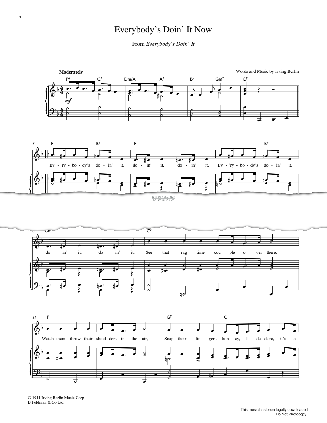 Produktgalerie: Seite 1 von 1 Everybody's Doin' It (Now), Irving Berlin, Gesang, Klavier
