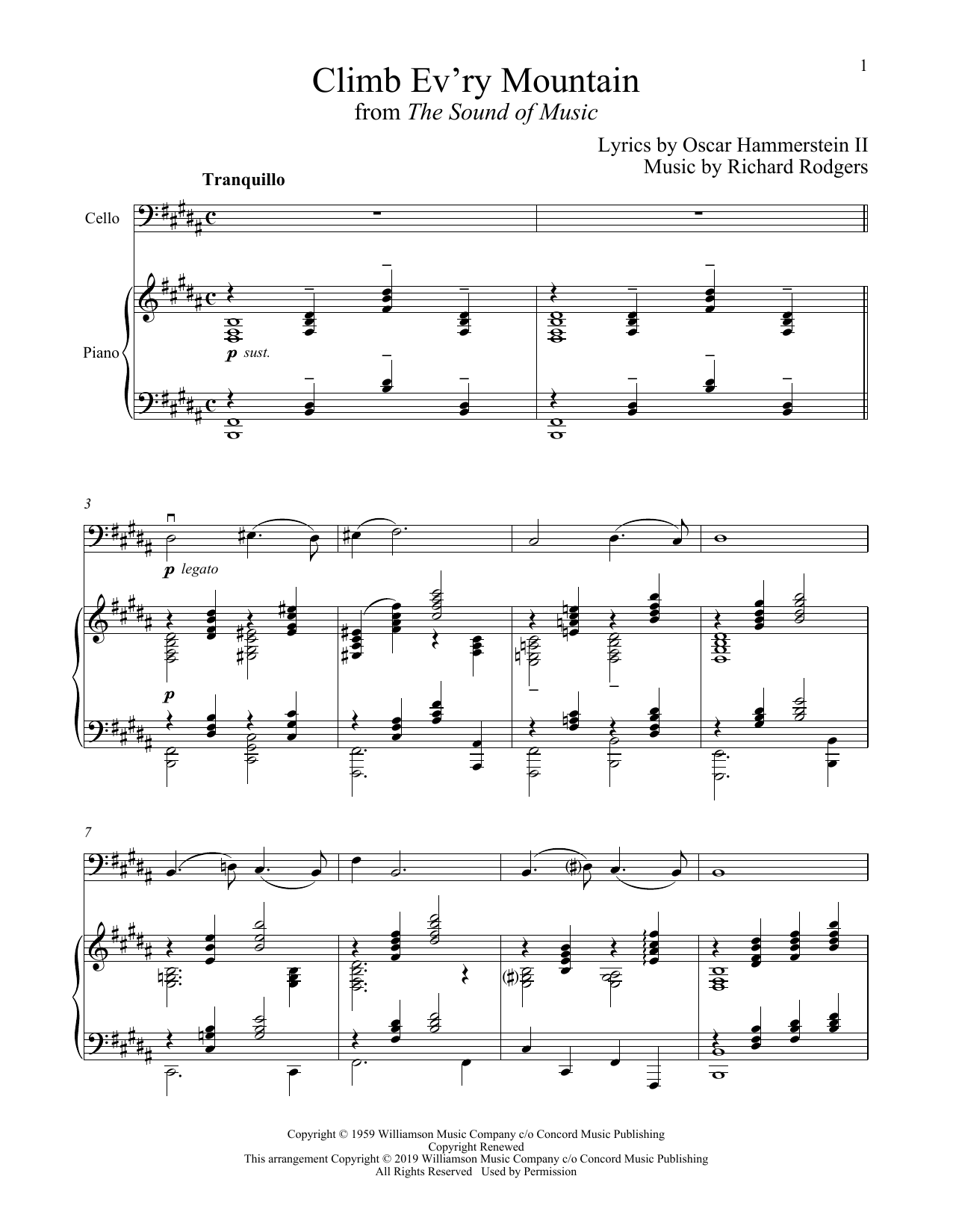 Produktgalerie: Seite 1 von 1 Climb Ev'ry Mountain (from The Sound of Music), Rodgers & Hammerstein, Klavier, Violoncello