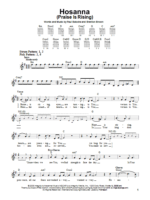 Product gallery: Page 1 of 1 Hosanna (Praise Is Rising), Paul Baloche