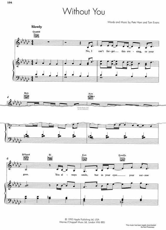 Produktgalerie: Seite 1 von 1 Without You, Mariah Carey, Gesang, Gitarre, Klavier