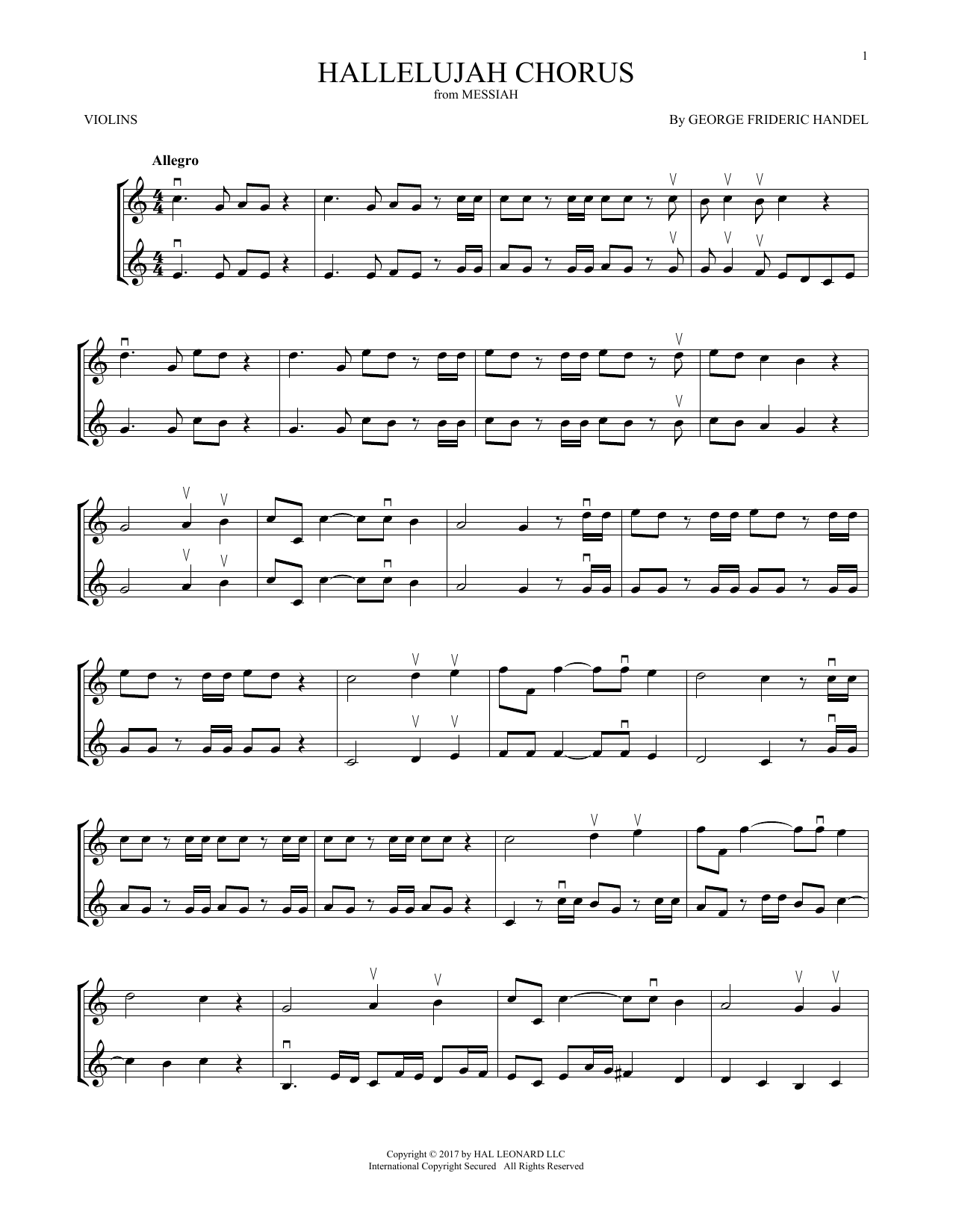 Product gallery: Page 1 of 1 Hallelujah Chorus, George Frideric Handel