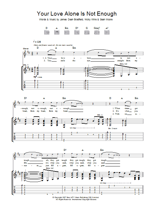 Produktgalerie: Seite 1 von 1 Your Love Alone Is Not Enough, Manic Street Preachers, Gitarre