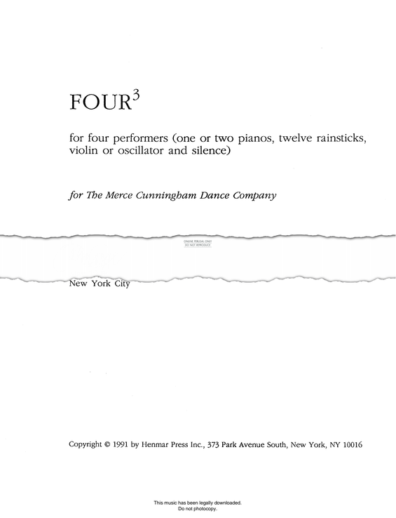 Product gallery: Page 1 of 1 Four³, John Cage