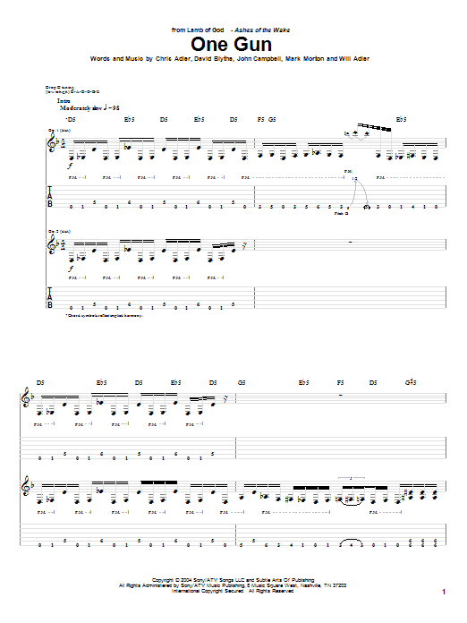 Produktgalerie: Seite 1 von 1 One Gun, Lamb Of God, Gitarre