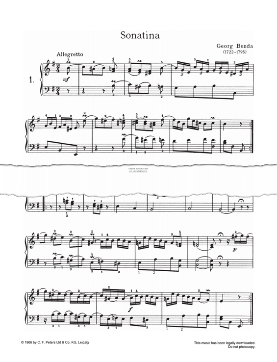 Produktgalerie: Seite 1 von 1 Sonatina, Allegreto, Georg Benda, Klavier