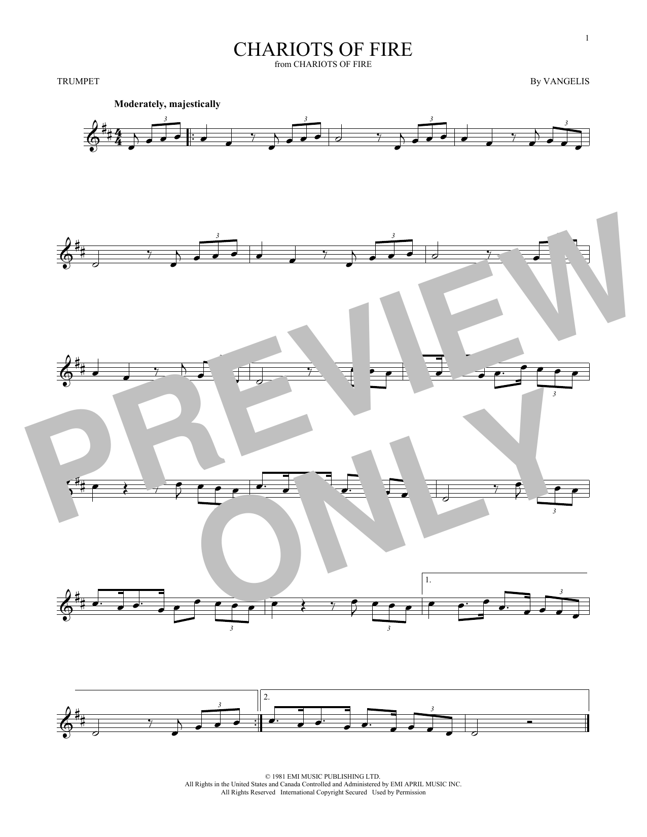 Produktgalerie: Seite 1 von 1 Chariots Of Fire, Vangelis, Trompete