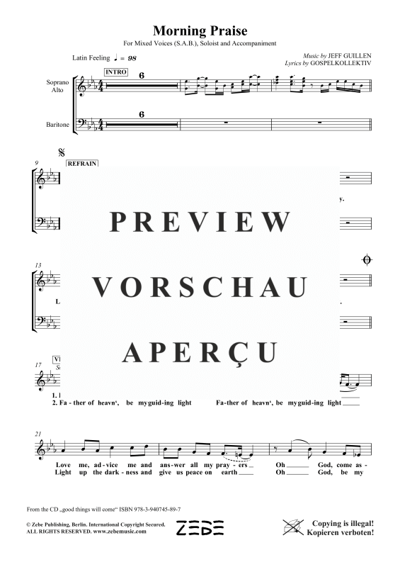 Produktgalerie: Seite 3 von 11 Morning Praise (Come, O Lord, Be With Me Today), , Gemischter Chor SAB, Sopran Solo und Klavier