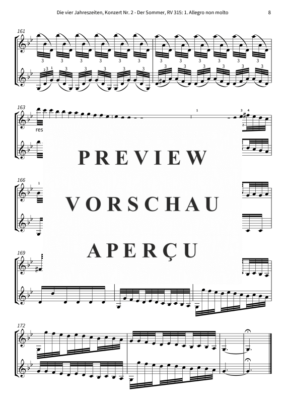 Produktgalerie: Seite 10 von 10 Die vier Jahreszeiten, Konzert Nr. 2 - Der Sommer - 1. Allegro non molto, The Twiolins, (Duett 2x Violine)