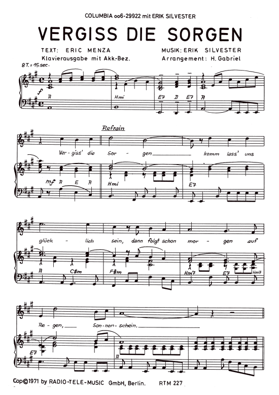 Produktbild zu: Vergiss die SorgenErik Silvester