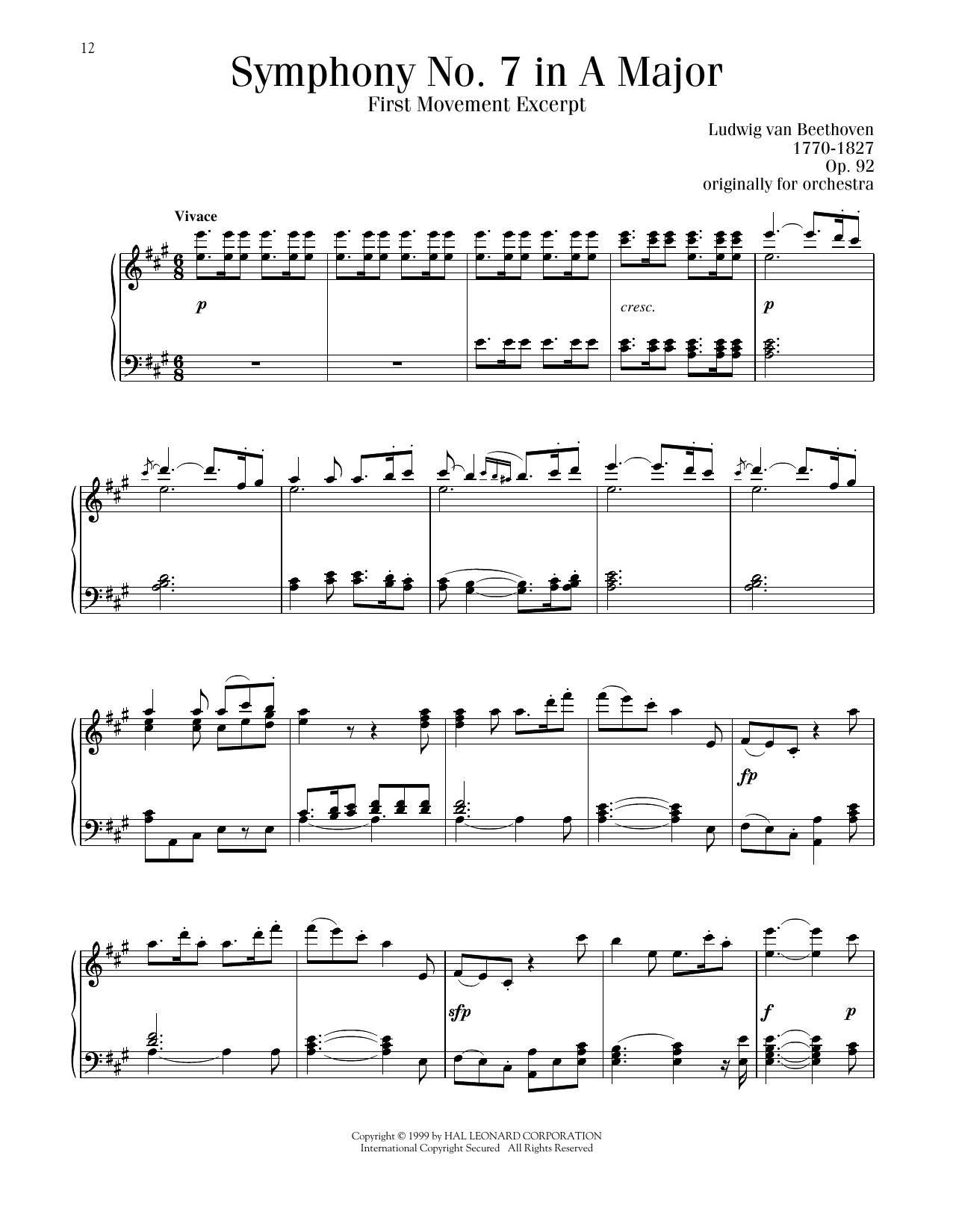 Produktbild zu: Symphony No. 7 In A Major, First Movement Excerpt
