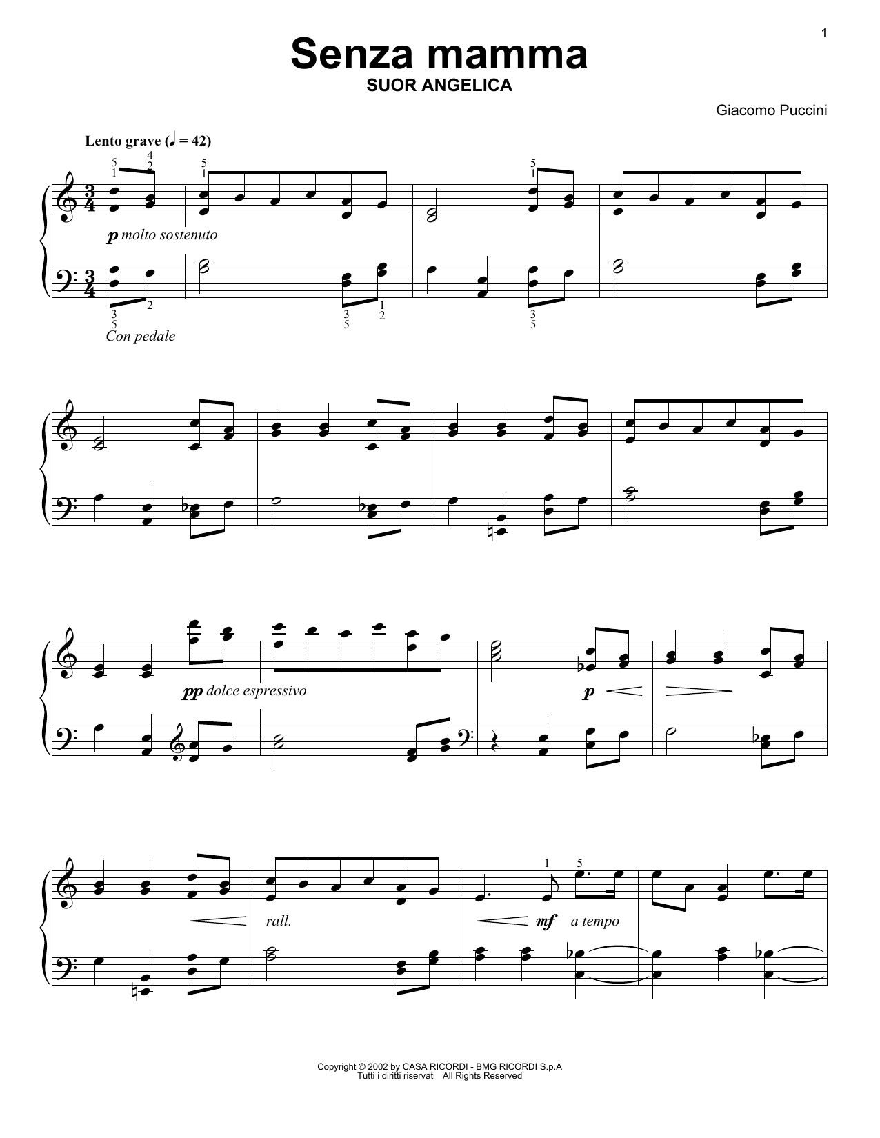 Produktgalerie: Seite 1 von 1 Senza Mamma, Giacomo Puccini, Klavier