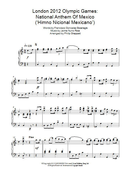 Product picture to: London 2012 Olympic Games: National Anthem Of Mexico ('Himno Nicional Mexicano')