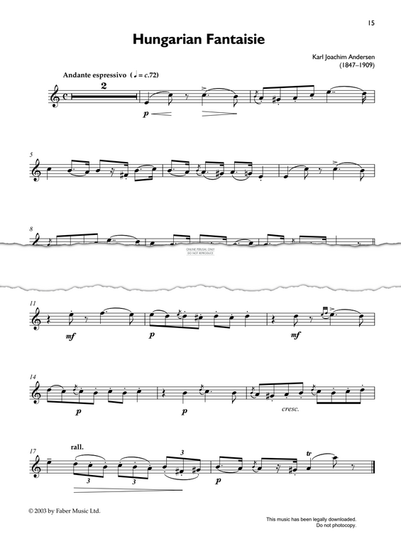 Product gallery: Page 1 of 1 Hungarian fantaisie (from 'First Repertoire for Flute'), Karl Joachim Andersen