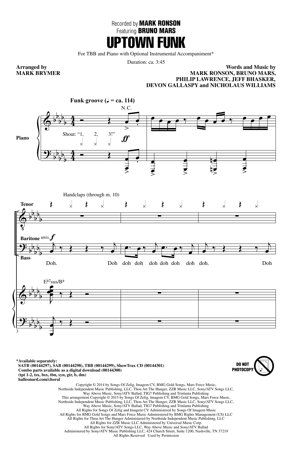 Produktbild zu: Uptown Funk (feat. Bruno Mars) (arr. Mark Brymer)