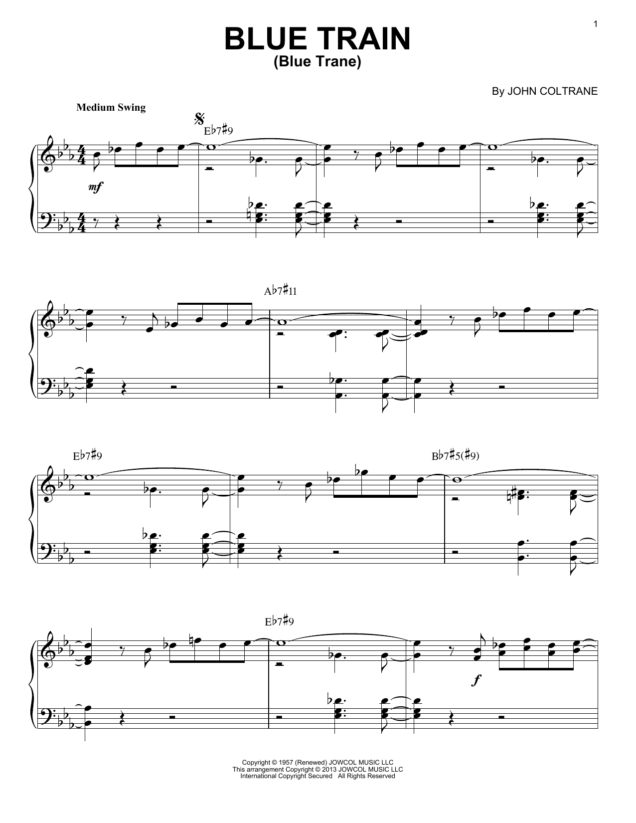 Product gallery: Page 1 of 1 Blue Train (Blue Trane) (arr. Brent Edstrom), John Coltrane