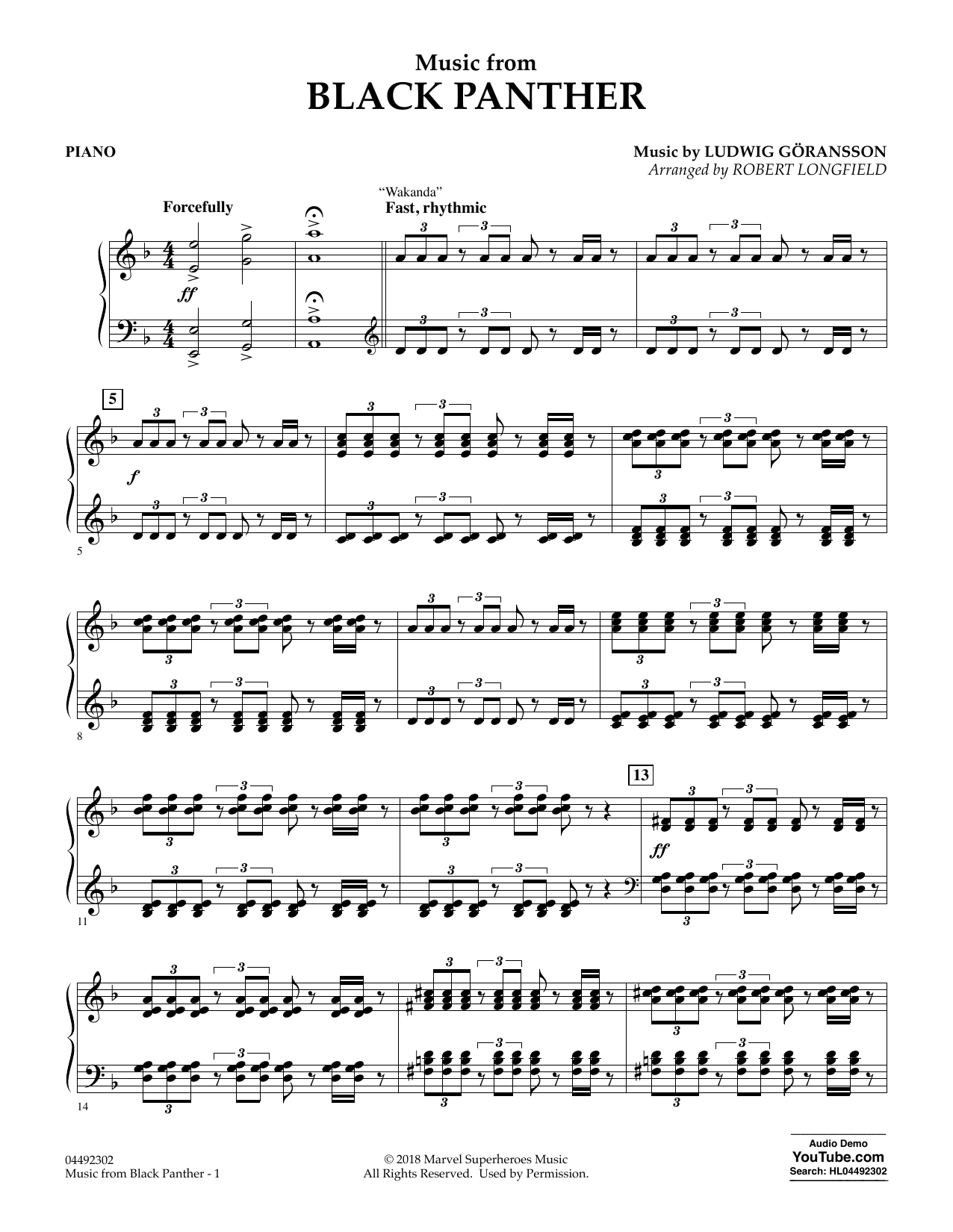 Produktbild zu: Music from Black Panther (arr. Robert Longfield) - Piano