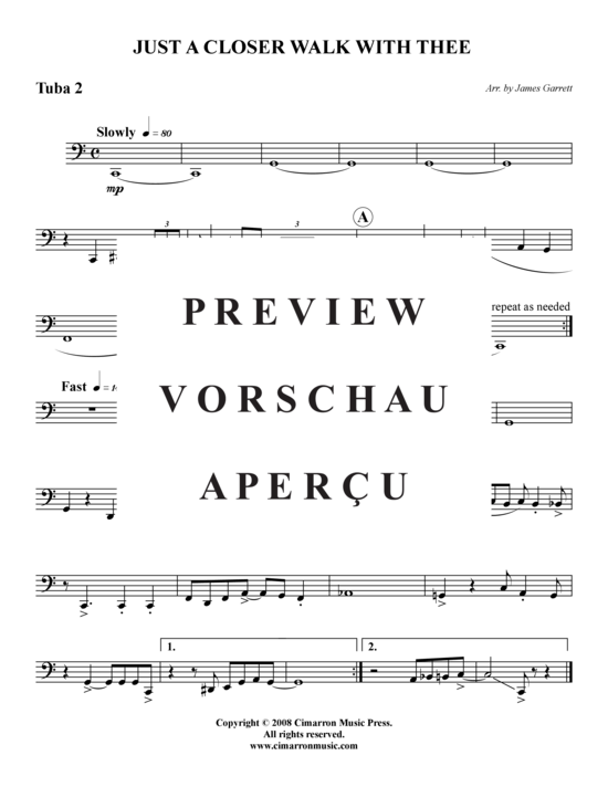 Product gallery: Page 13 of 13 Just Closer Walk With Thee , , (Tuba Quartet: 2x Baritone, 2xTuba)