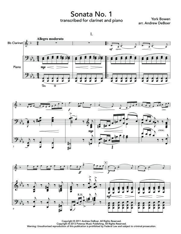 Product gallery: Page 1 of 11 Sonata No. 1, , (clarinet in Bb and piano)