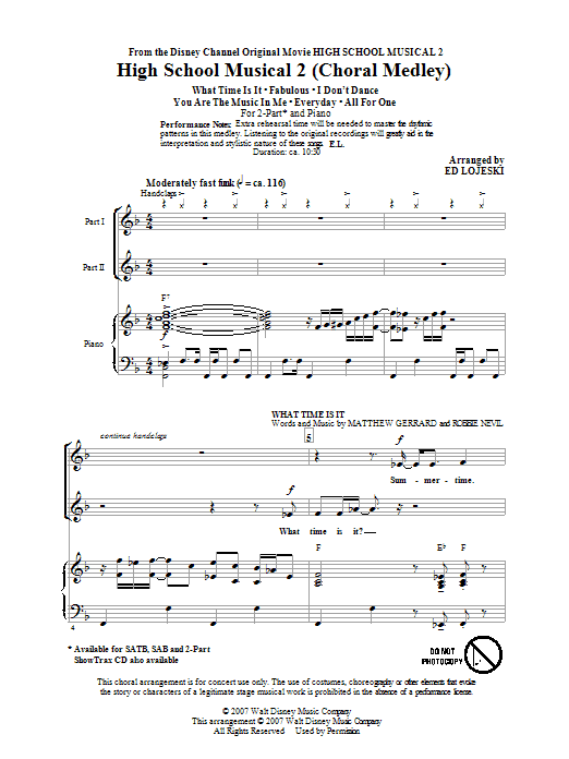 Produktbild zu: High School Musical 2 (Choral Medley)