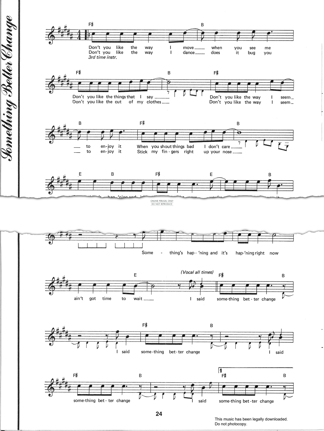Something Better Change - sheet music by The Stranglers - fbd-43236 ...