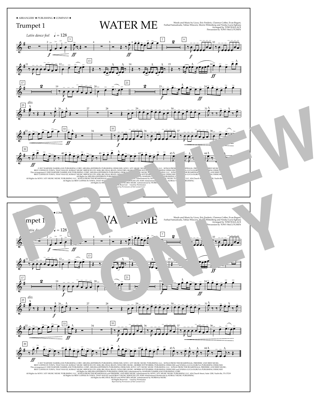 Produktbild zu: Water Me (arr. Tom Wallace) - Trumpet 1