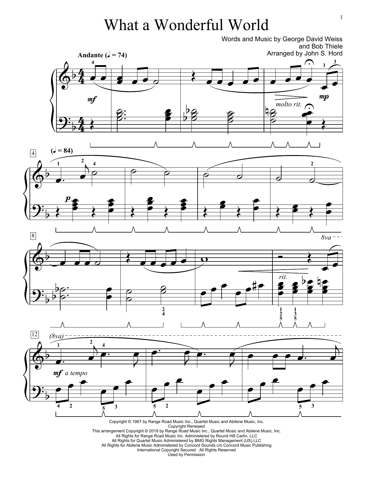 Product picture to: What A Wonderful World (arr. John S. Hord)