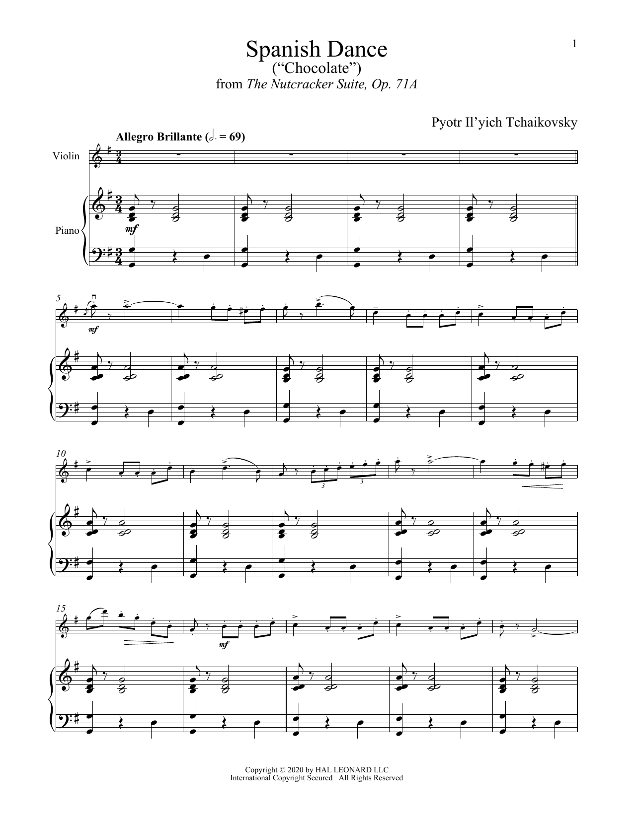 Product gallery: Page 1 of 1 Spanish Dance (from The Nutcracker), Pyotr Il'yich Tchaikovsky