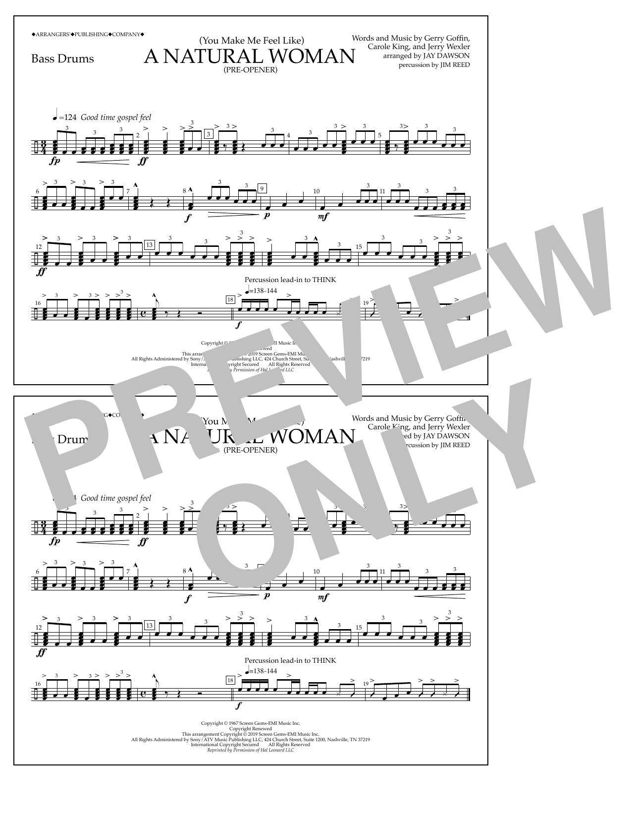 Product picture to: (You Make Me Feel Like) A Natural Woman (Pre-Opener) (arr. Jay Dawson) - Bass Drums