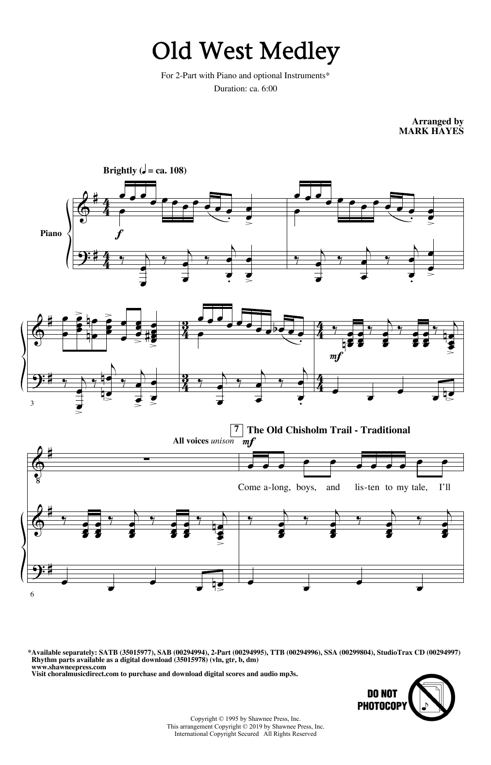 Product picture to: Old West Medley (arr. Mark Hayes)