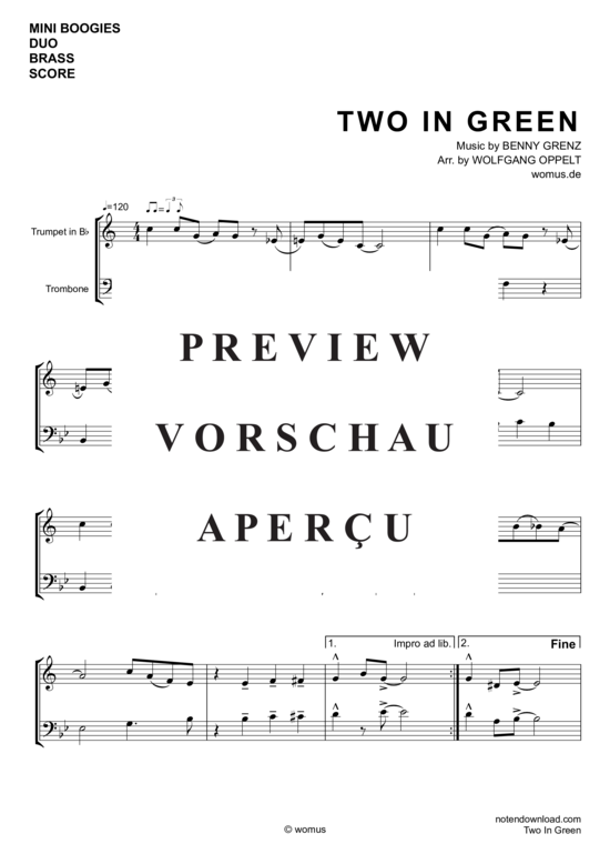 Produktgalerie: Seite 2 von 3 Mini Boogies - Two In Green, Grenz, Benny, Trompete in B und Posaune