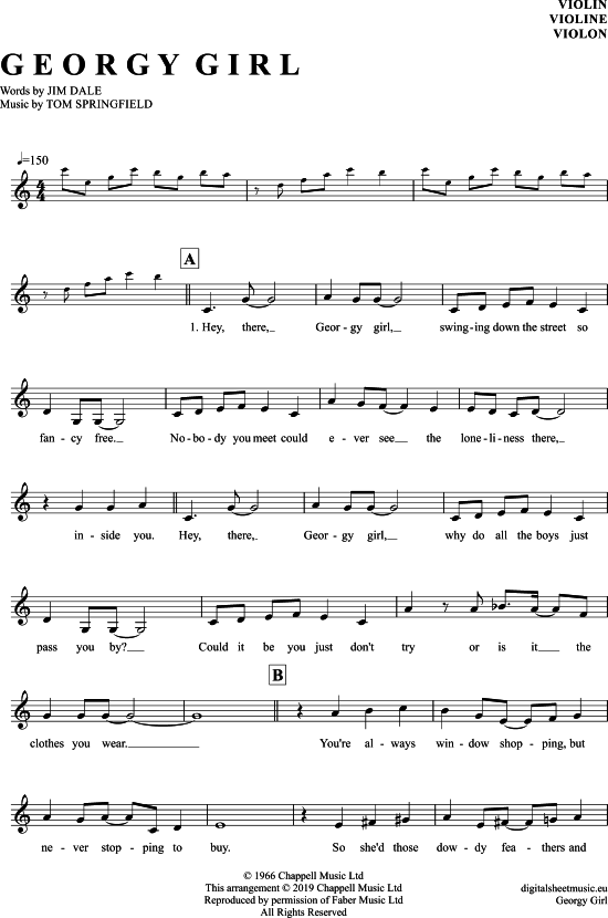 Product gallery: Page 1 of 4 Georgy Girl , Seekers, The, (violin)