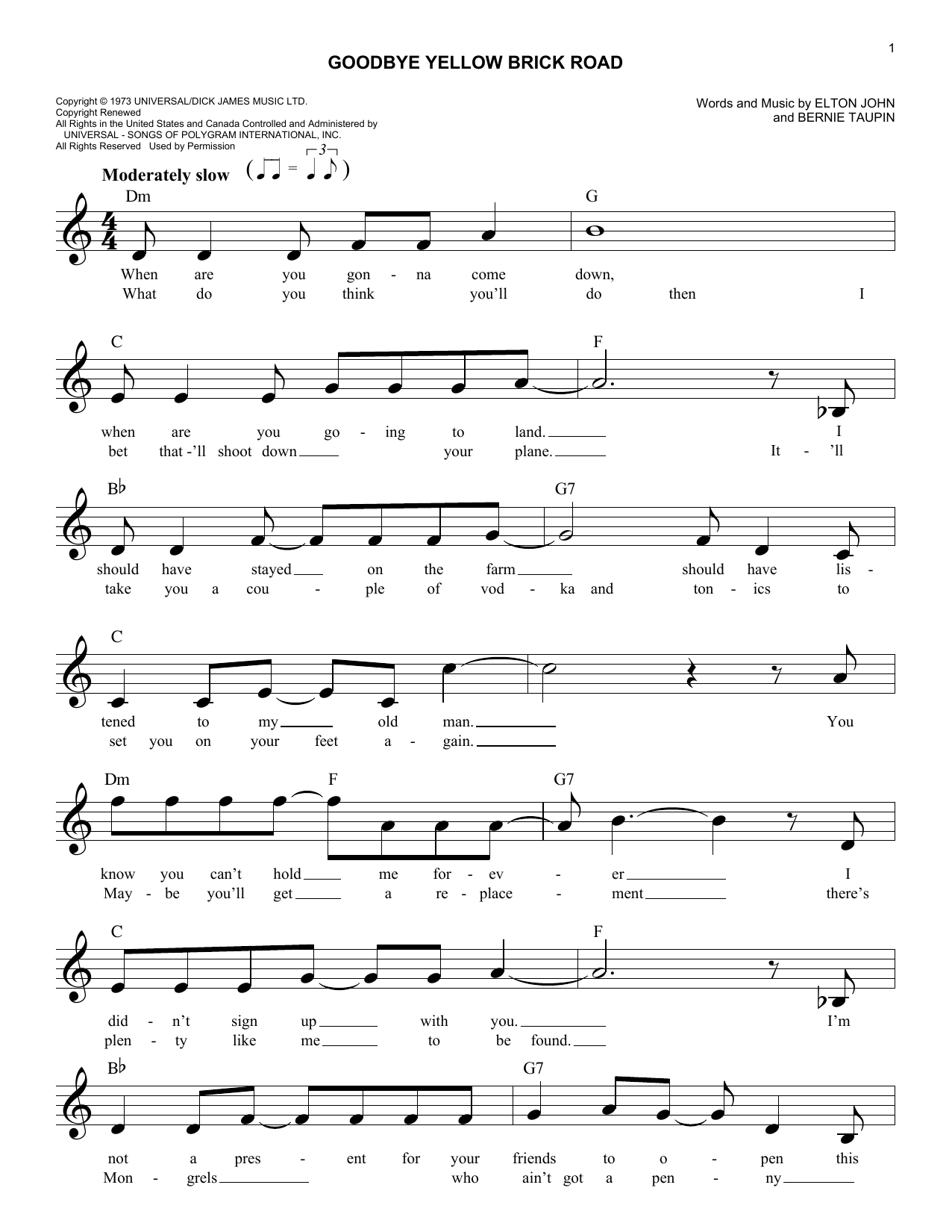 Produktbild zu: Goodbye Yellow Brick Road