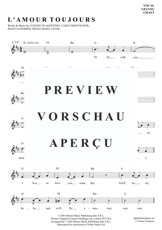 Produktgalerie: Seite 2 von 6 L'Amour Toujours, Gigi D'Agostino, Gesang