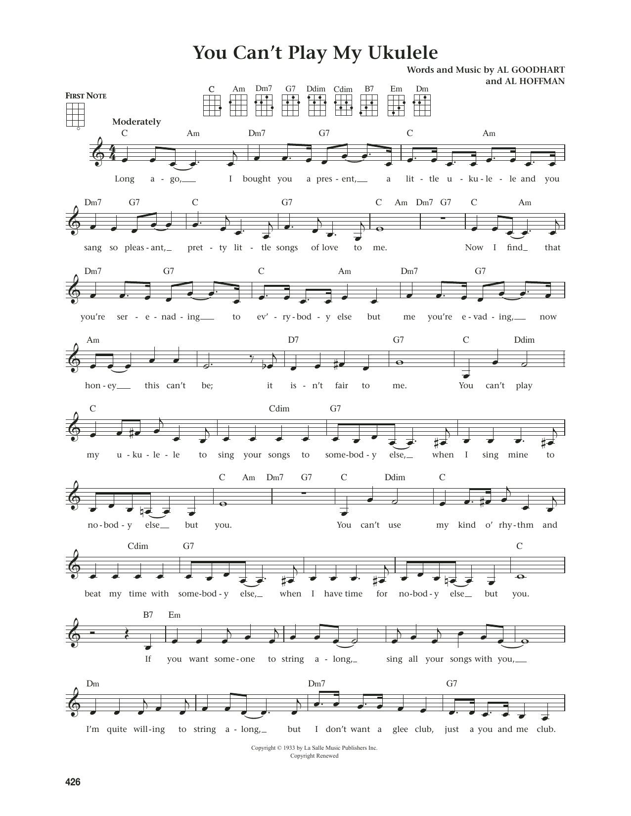Produktgalerie: Seite 1 von 1 You Can't Play My Ukulele (from The Daily Ukulele) (arr. Jim Beloff), Al Hoffman, Ukulele