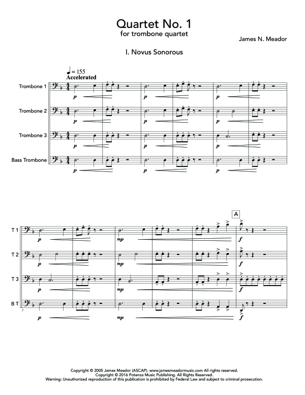Product gallery: Page 1 of 11 Quartet No. 1, , (Trombone quartet)