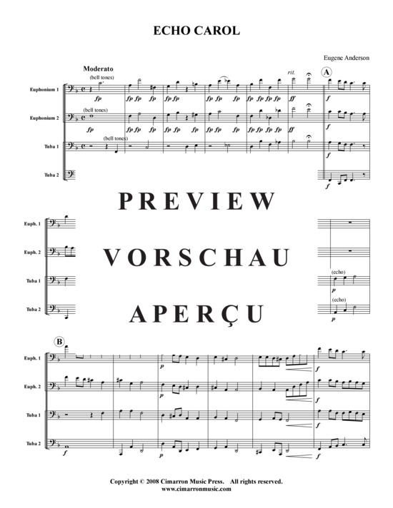 Product gallery: Page 2 of 9 The Echo Carol , , (Tuba Quartet: 2x Baritone, 2xTuba)
