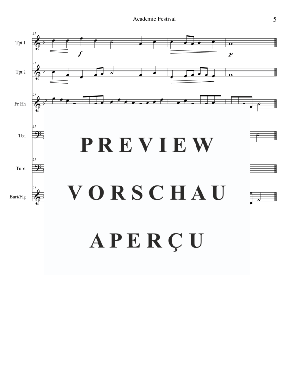 Product gallery: Page 7 of 11 Academic Festival Overture, , Brass Quintet