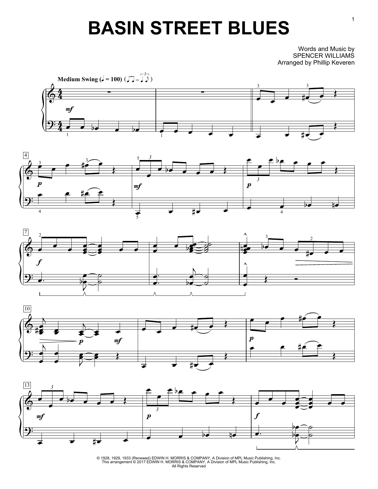 Product gallery: Page 1 of 1 Basin Street Blues (arr. Phillip Keveren), Spencer Williams