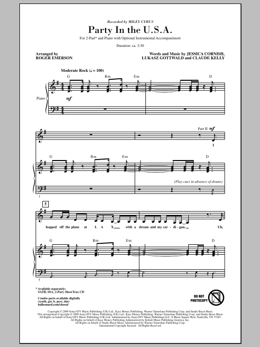 Produktbild zu: Party In The USA (arr. Roger Emerson)
