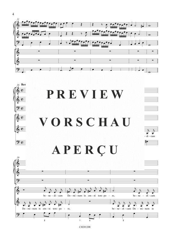 Produktgalerie: Seite 5 von 11 Benedicam Dominum (Psalm 33), , Gemischtes Ensemble SA, 2 Violinen, Fagott und BC