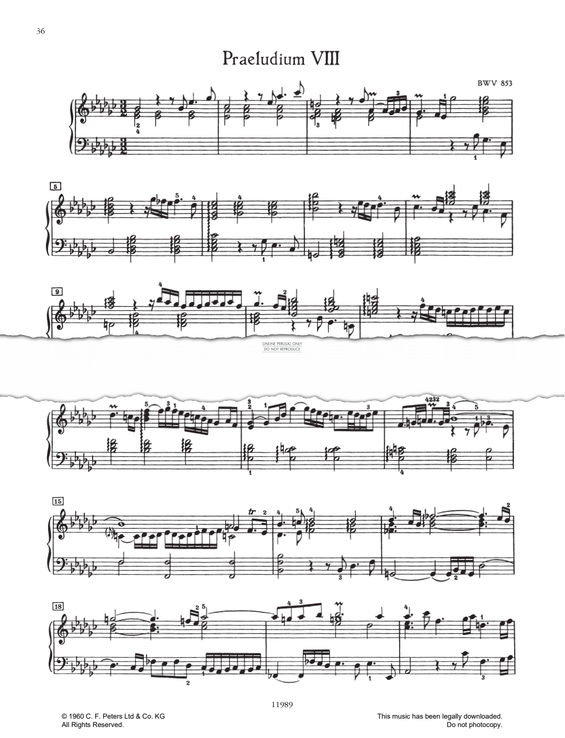 Product picture to: Prelude And Fugue No.8 in Eb minor, BWV 853 (from 'The Well-Tempered Klavier Book I')