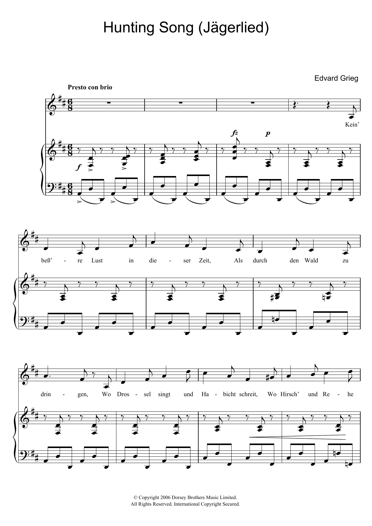 Produktbild zu: Hunting Song (Jagerlied)