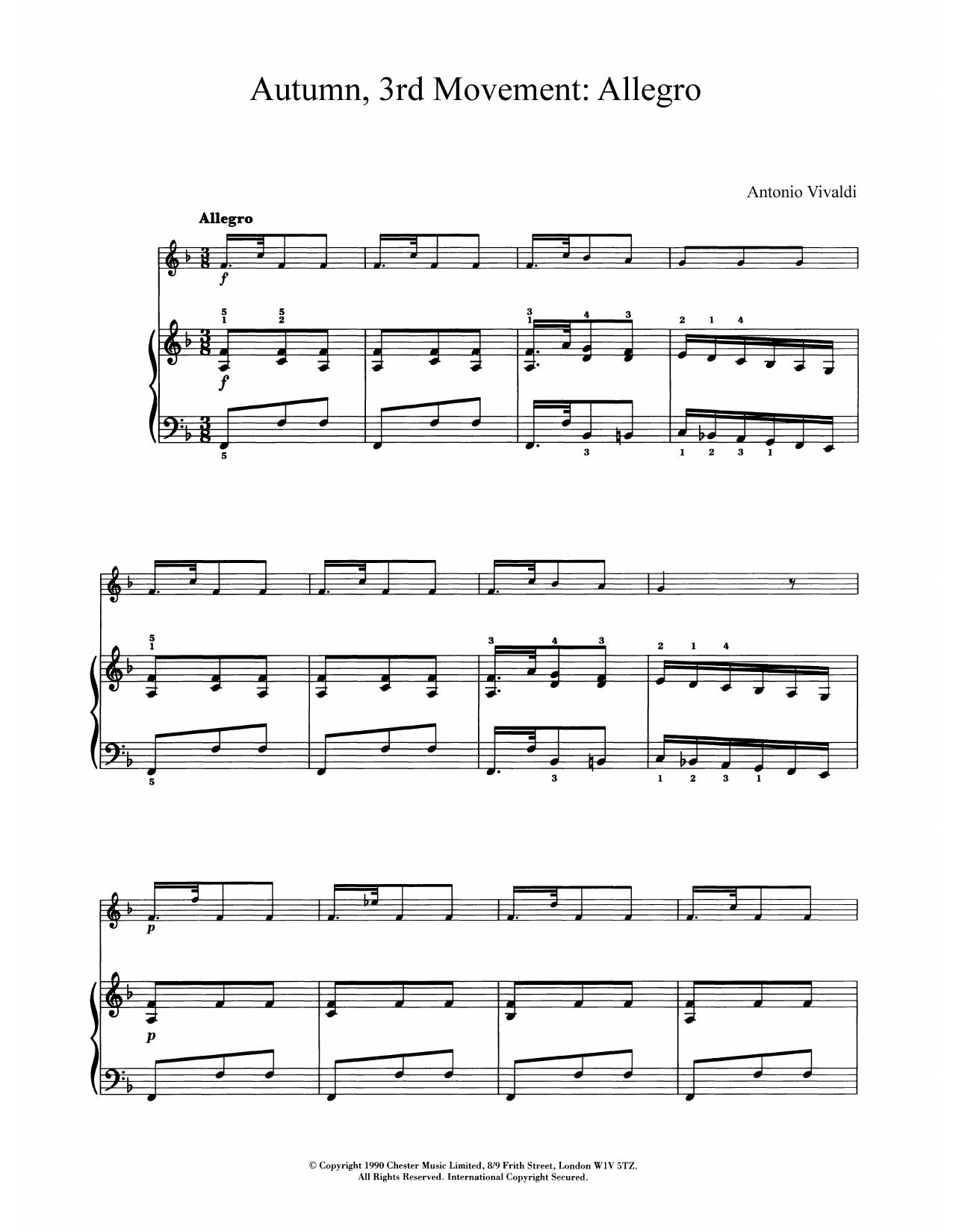 Product gallery: Page 1 of 1 Autumn (from The Four Seasons), 3rd Movement, Antonio Vivaldi