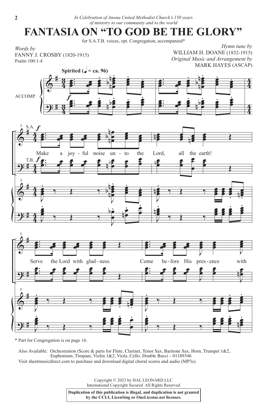 Produktbild zu:  Fantasia On "To God Be The Glory" - Mark Hayes