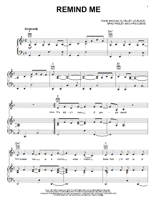 Produktgalerie: Seite 1 von 1 Remind Me, Brad Paisley & Carrie Underwood, Gesang, Gitarre, Klavier