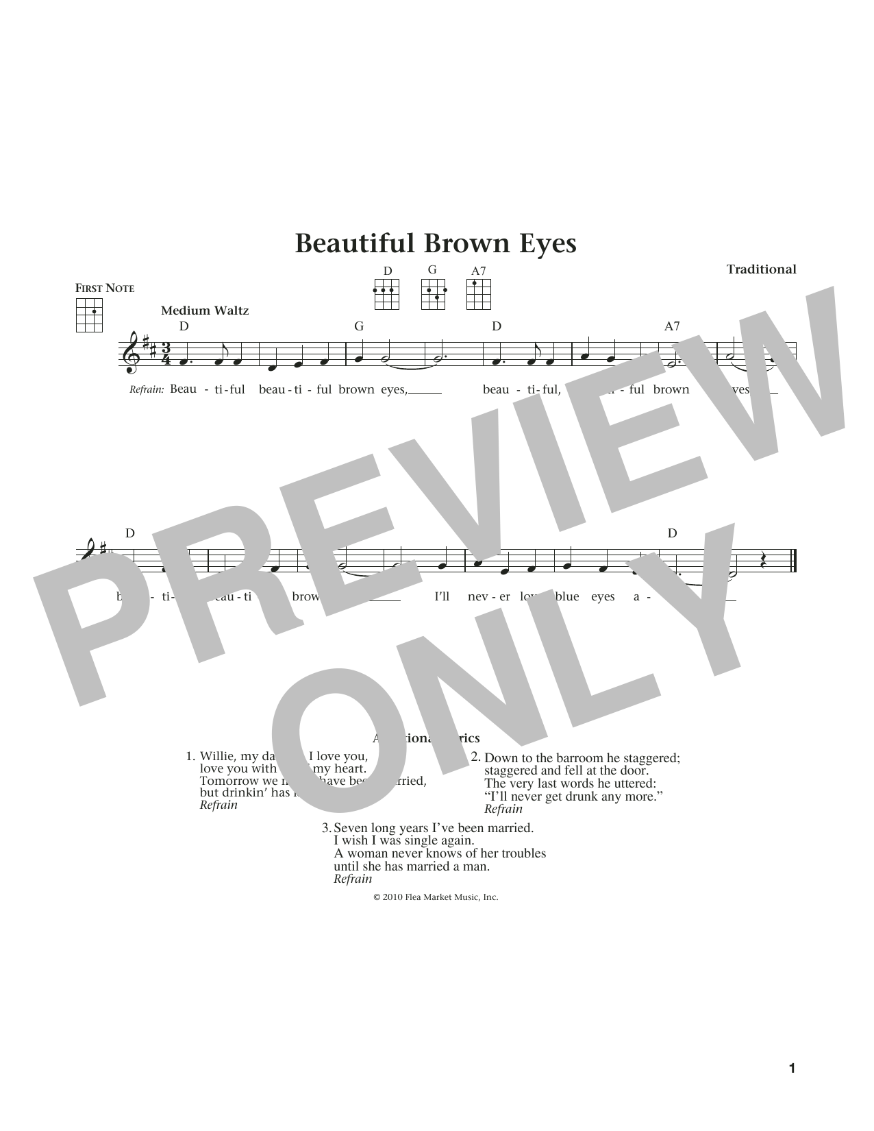 Product gallery: Page 1 of 1 Beautiful Brown Eyes (from The Daily Ukulele) (arr. Liz and Jim Beloff), Traditional