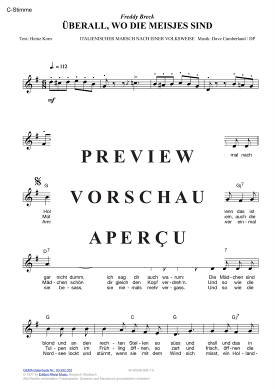 Produktgalerie: Seite 3 von 11 Überall, wo die Meisjes sind , Breck, Freddy, (Melodie-Stimmen in C/B/Es)